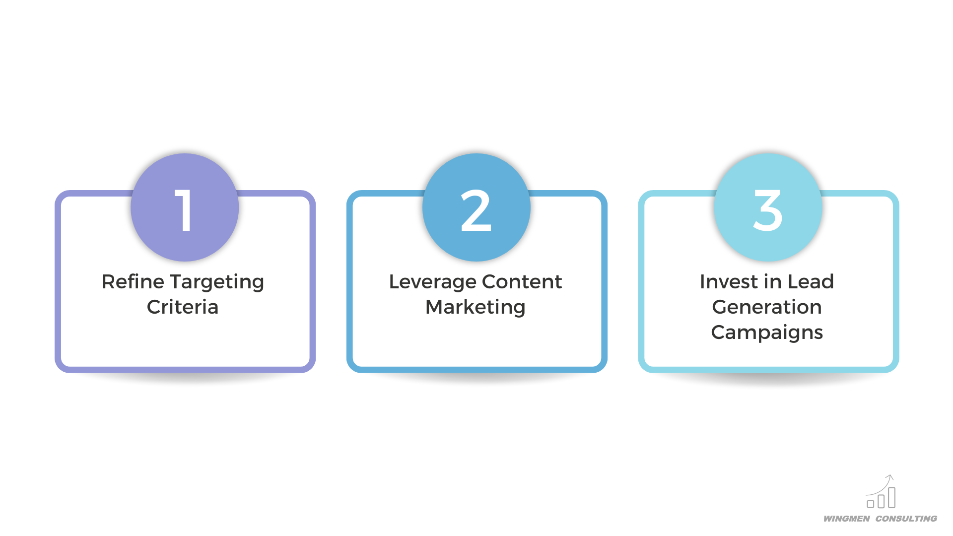 refine targeting criteria, leverage content marketing, invest in lead generation campaigns