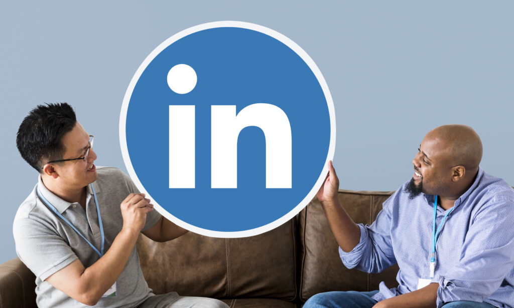 people holding linkedin logo